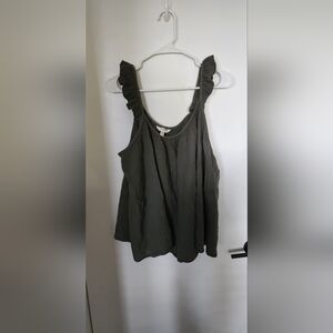 Terra & Sky Women's Ruffled Tank Top - Dark Gray
